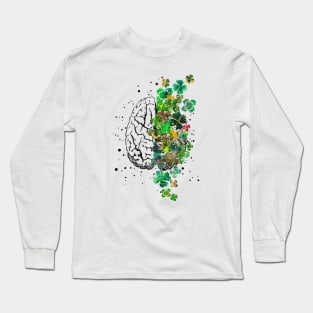 Brain with four-leaf clovers Long Sleeve T-Shirt